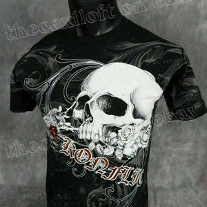 MENS KONFLIC GRAPHIC T-SHIRT Skull Rose Black w/ R